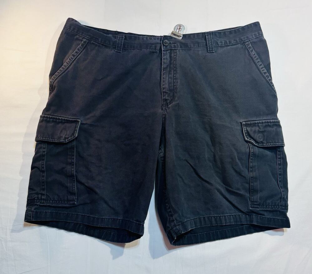 Faded Glory Men’s Cargo Shorts Size 44 Black 100% Cotton Casual Utility Pockets